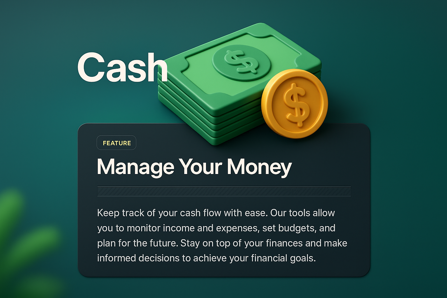3D Illustration of Cash Management Features for Web Integration