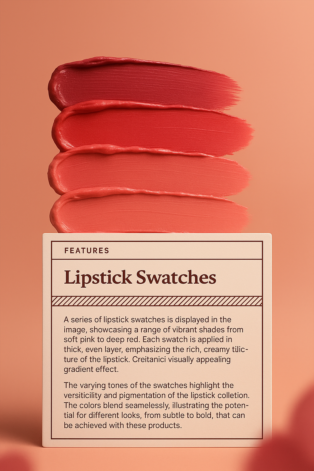 Vibrant Lipstick Swatches with 3D Gradient Design