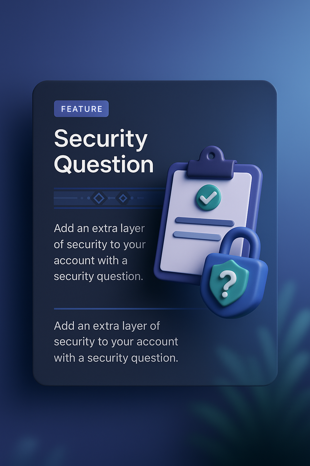 3D Web Design featuring Security Question Concept