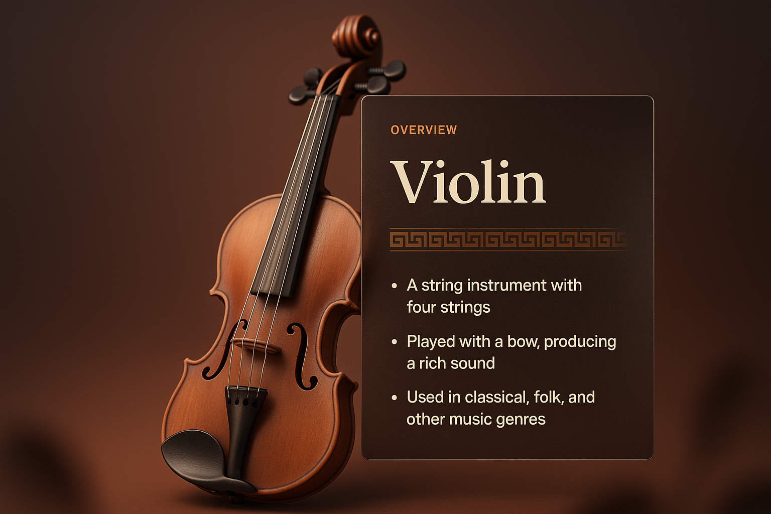 Elegant Violin Illustration with Informative Overlay