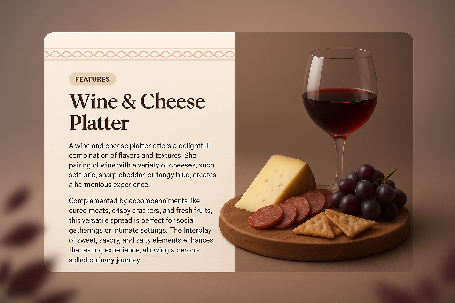 Elegant Wine and Cheese Platter Presentation