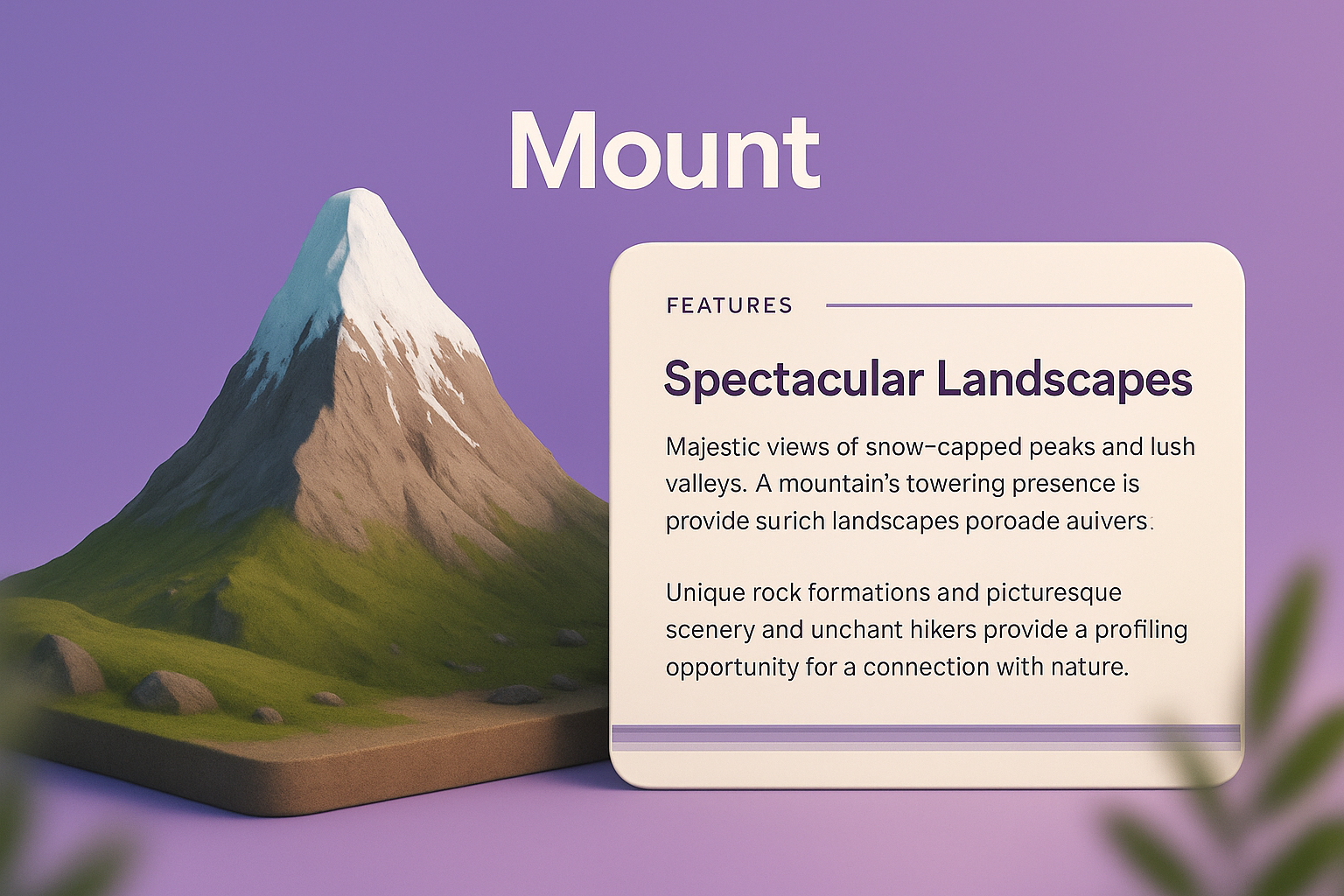 Gradient Page Design Featuring Mount with 3D Elements