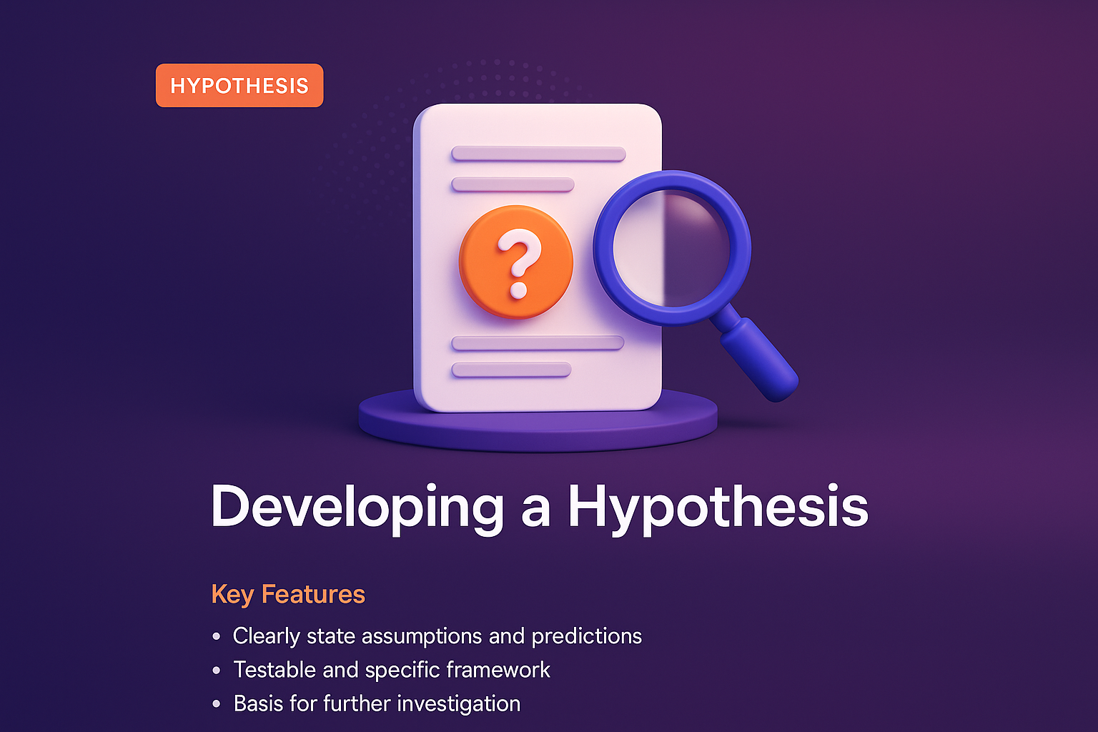 3D Illustration of Hypothesis Development with Key Features