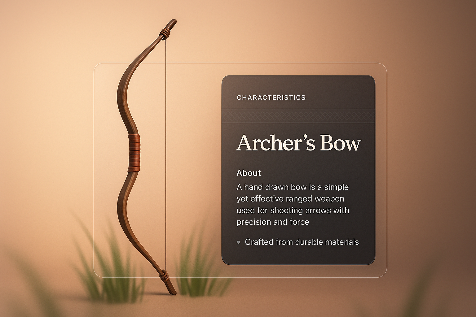 Mystical Archer's Bow with Elegant Design and Information Block