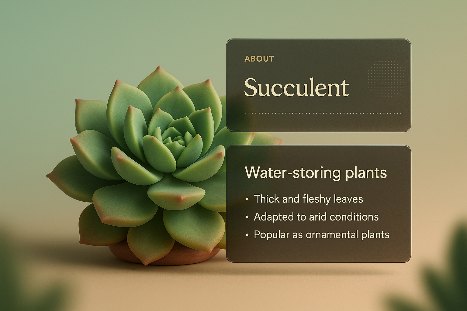 Stunning 3D Illustration of a Succulent Plant with Informative Overlay