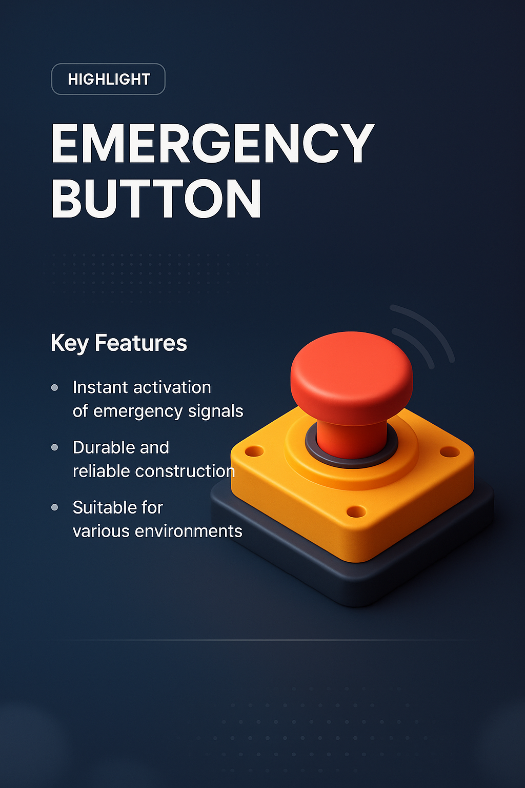 3D Emergency Button Design with Key Features