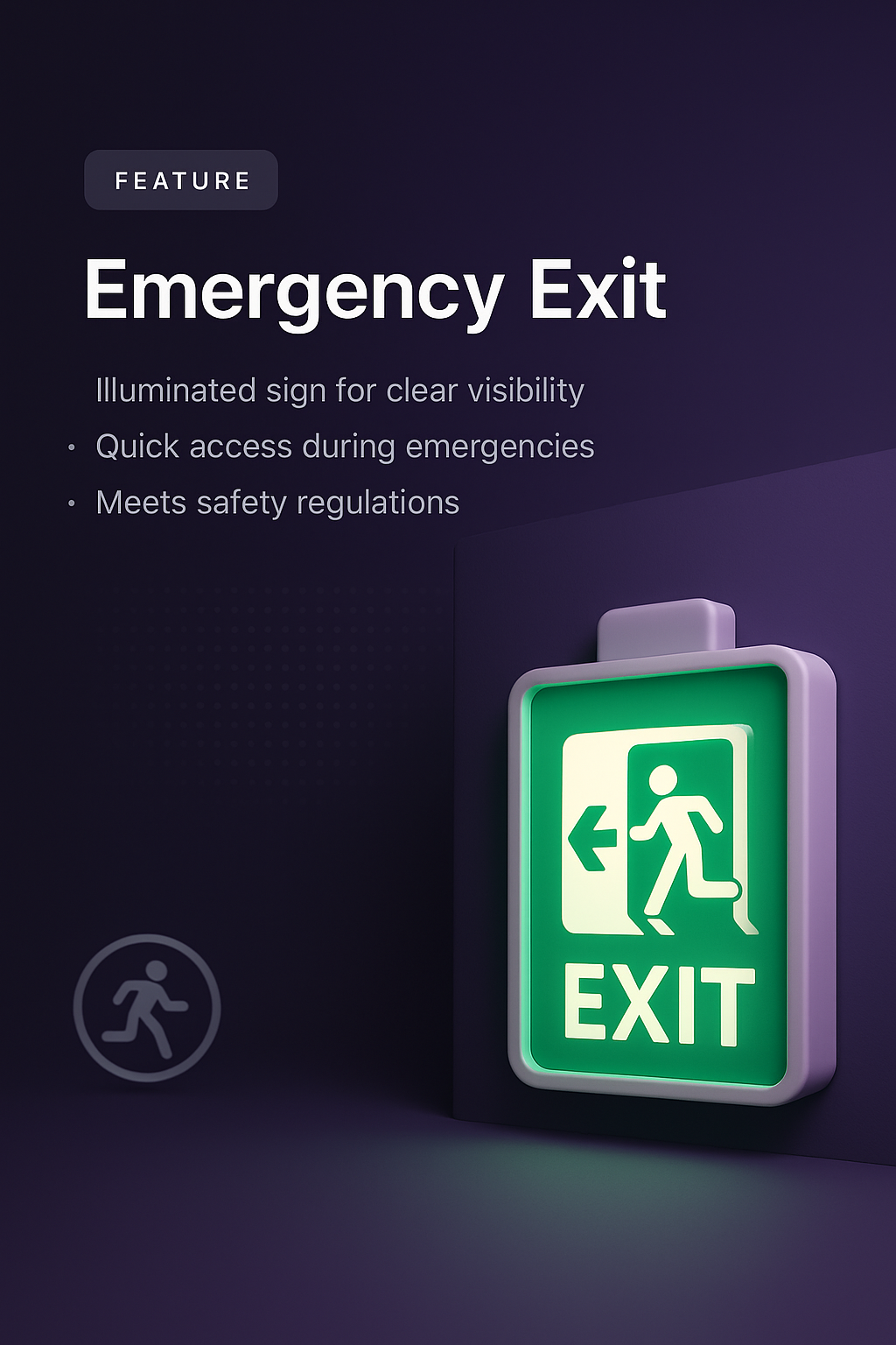 Emergency Exit Design with 3D Illustration and Safety Features