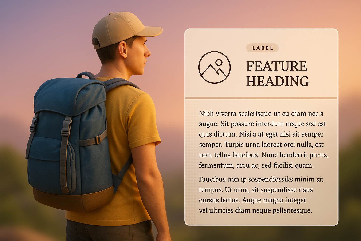 Tourist with a Backpack in a Scenic Landscape