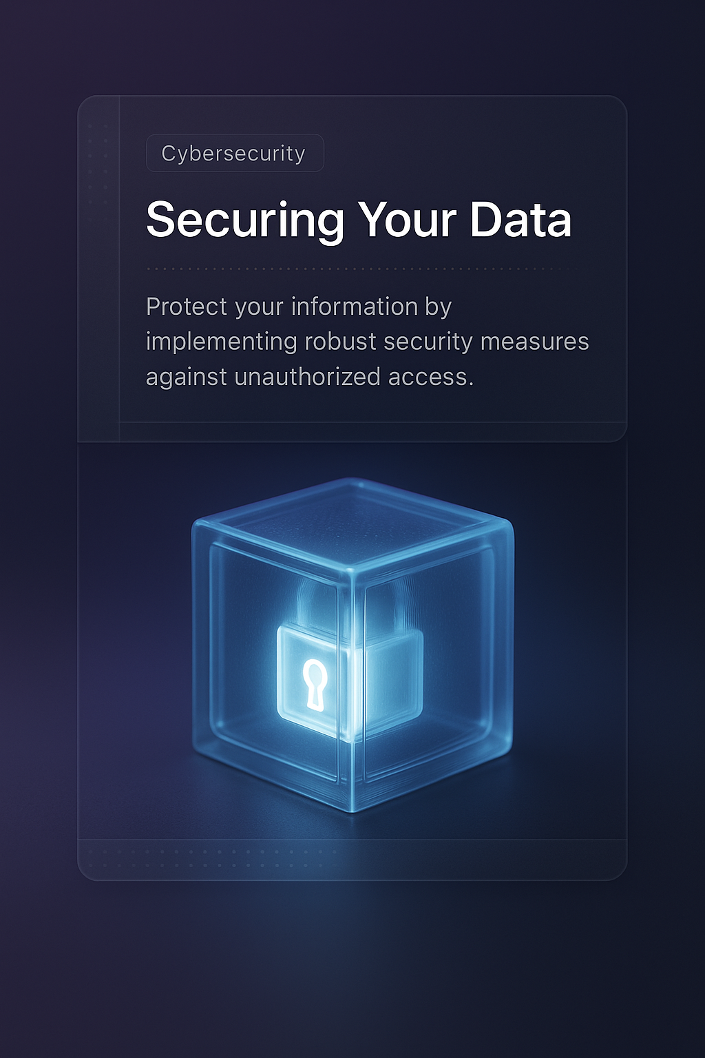 Glowing Lock Inside a 3D Cube - Cybersecurity Theme