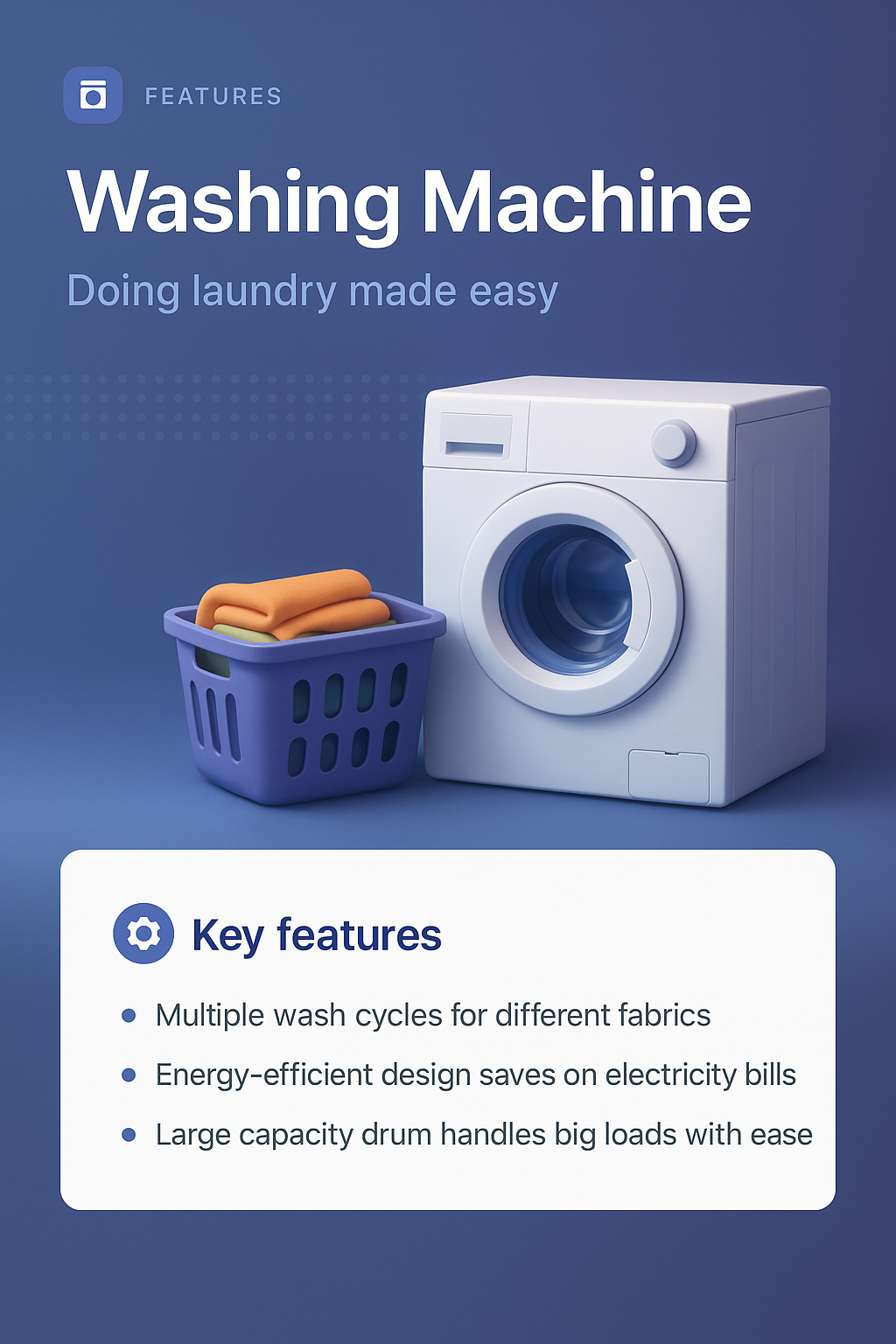 3D Design of a Modern Washing Machine with Features