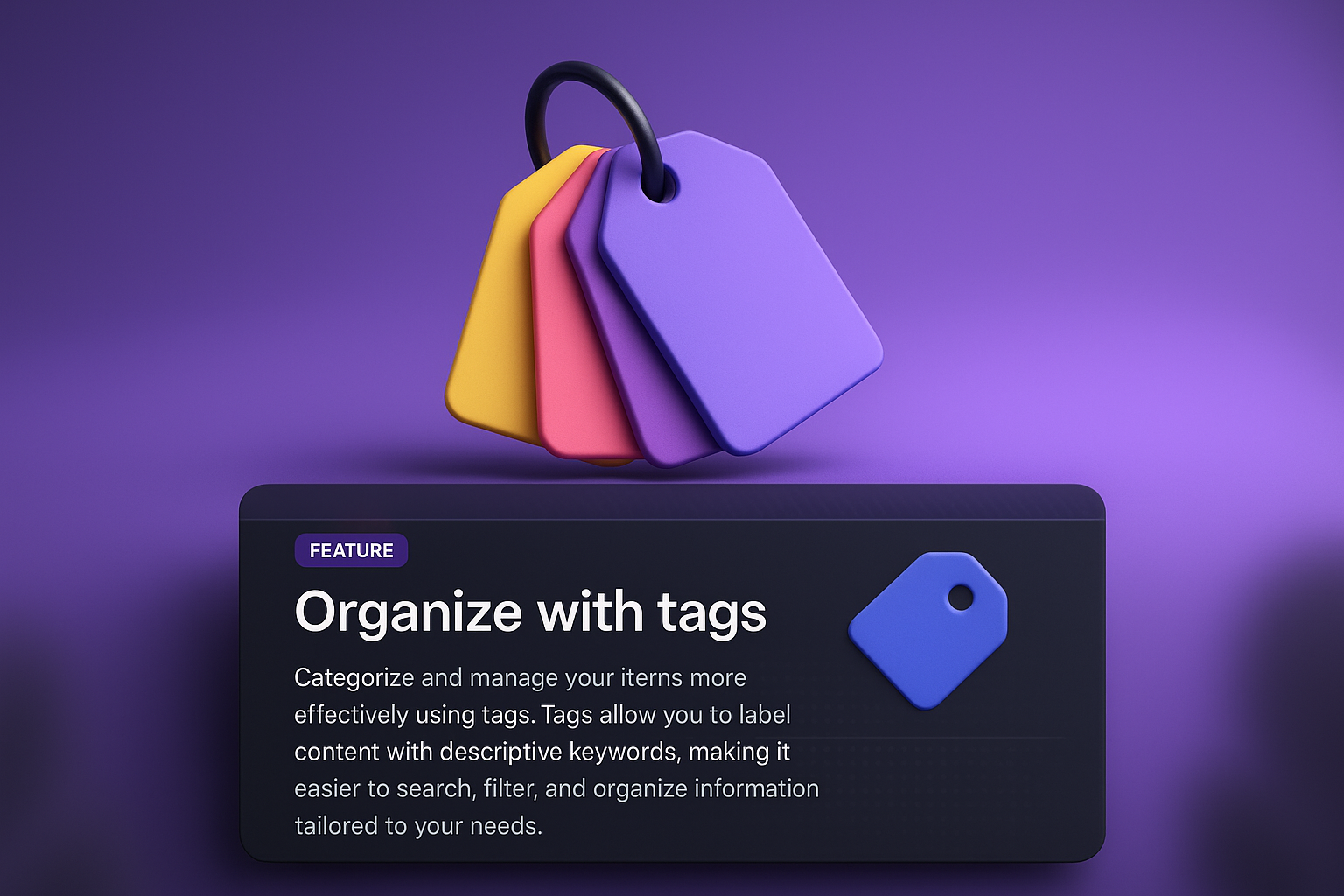 3D Web Page Design with Feature Blocks and Tags