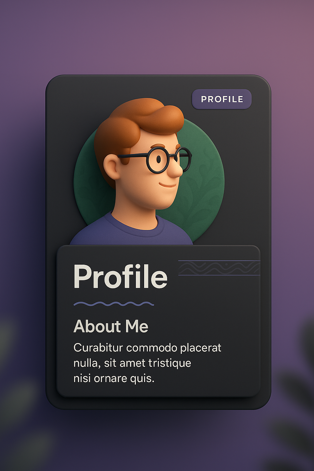 3D Illustration of a Profile Web Page Design Concept