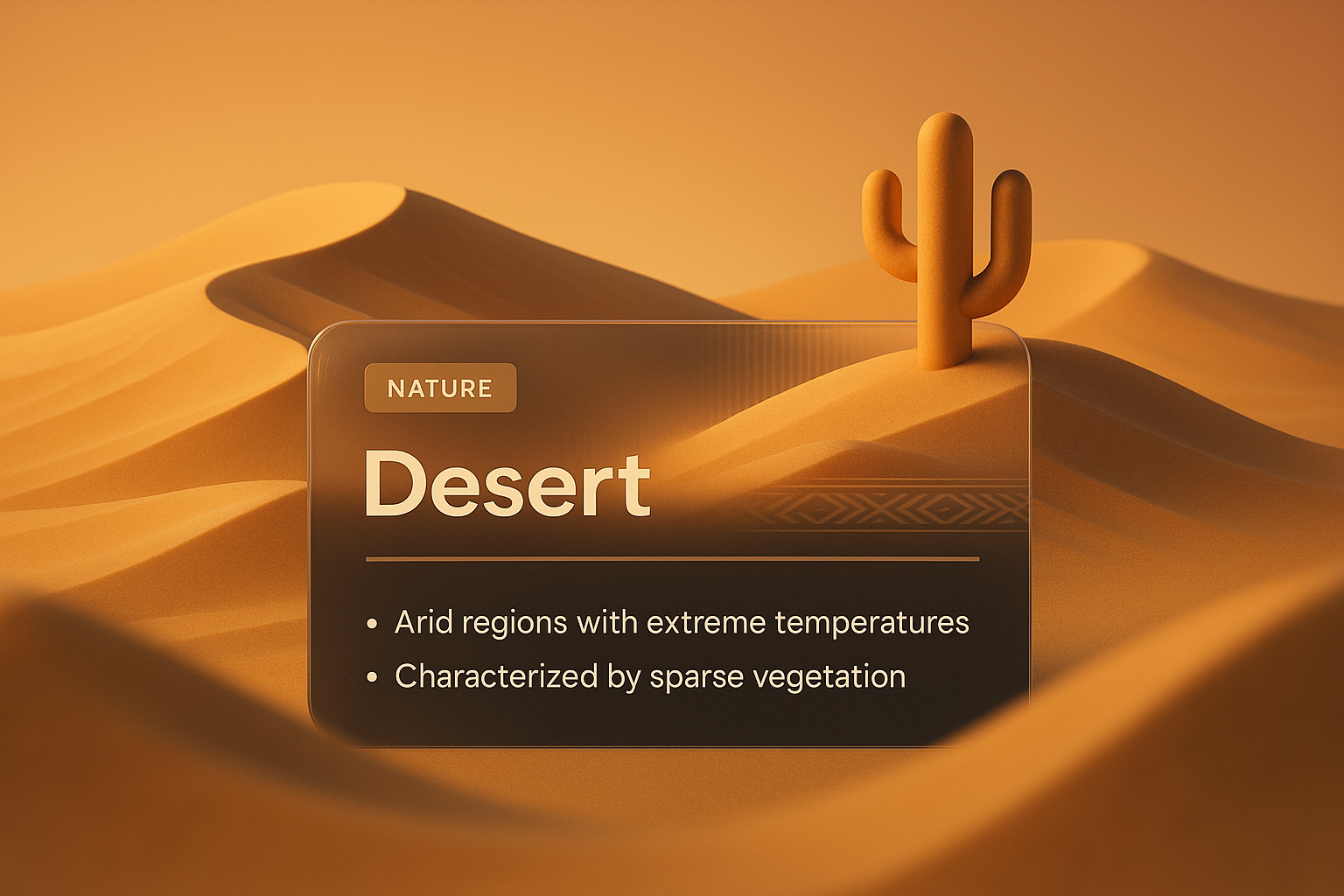 3D Desert Scene with Integrated Information Panels
