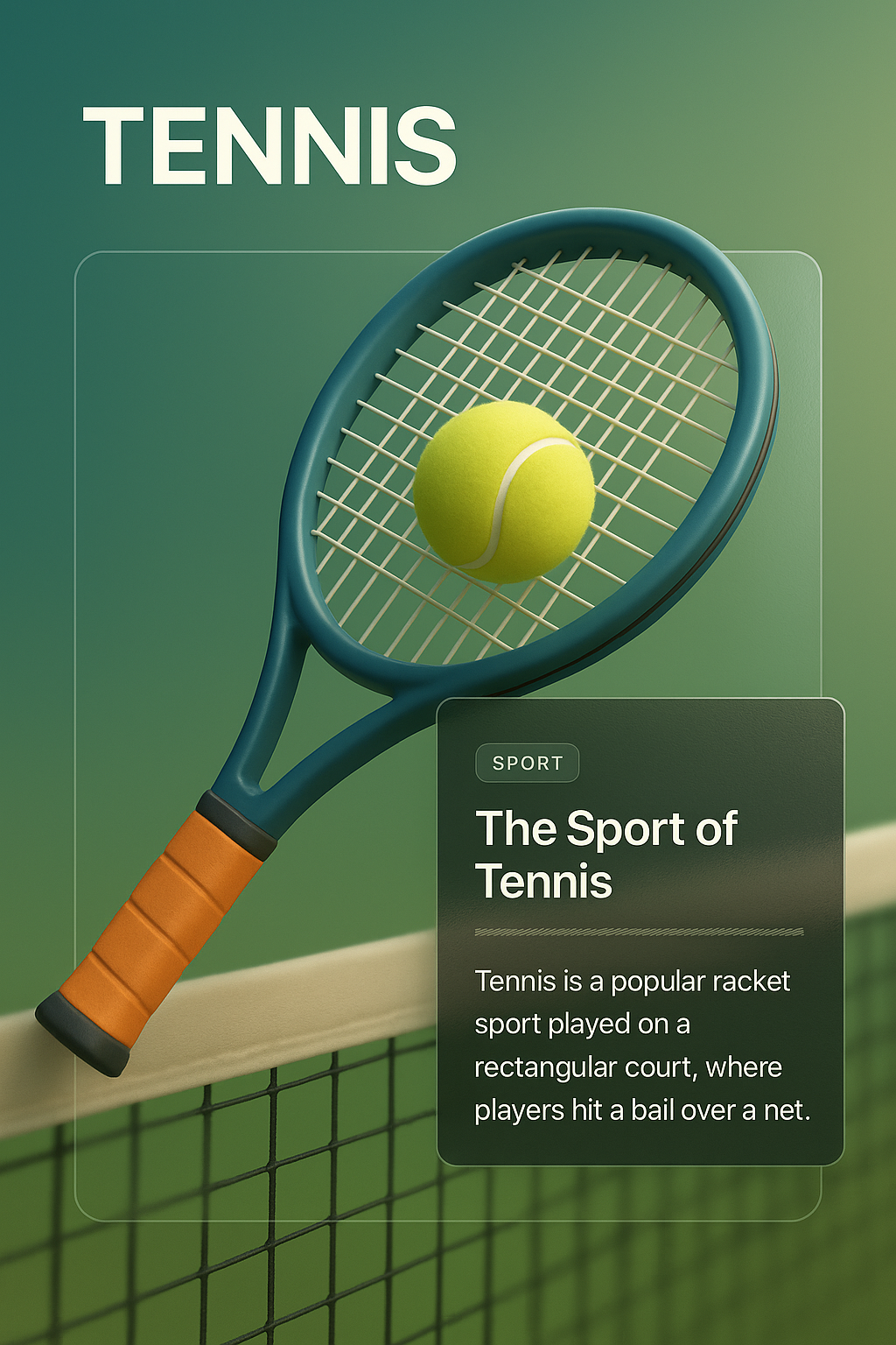 3D Tennis Graphic with Modern Design Elements