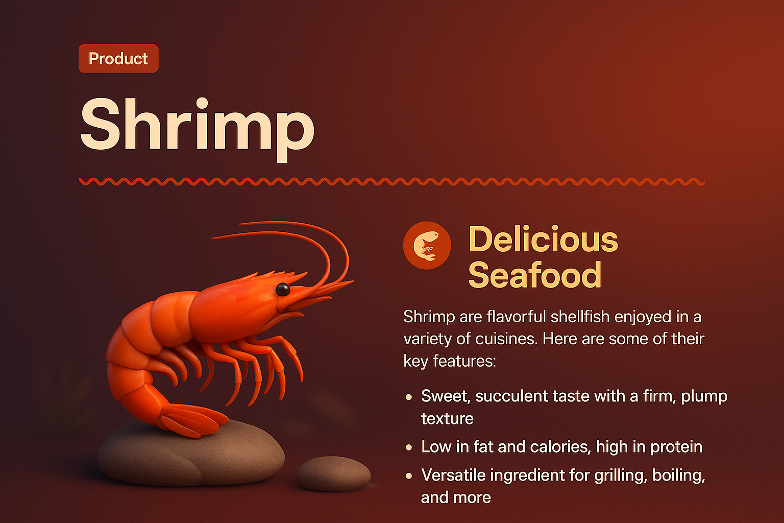 Creative Landing Page for Shrimp Product Showcase