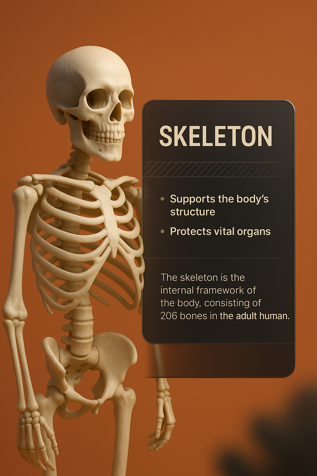 3D Illustration of a Skeleton with Informative Overlay