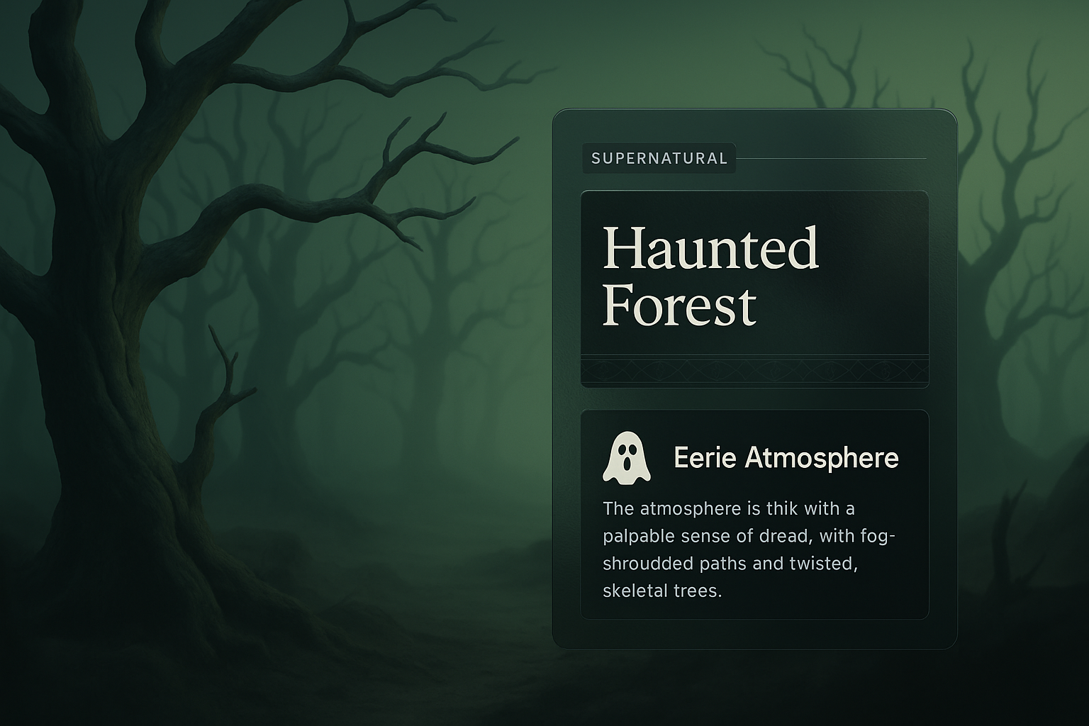 Mysterious Haunted Forest with Skeletal Trees