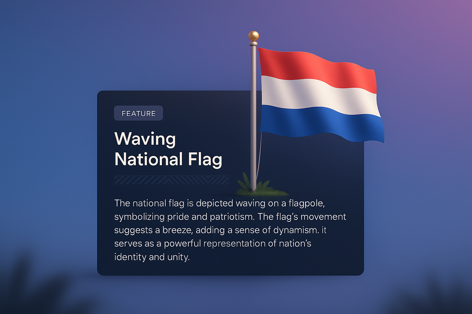 3D Illustration of a Waving National Flag with Feature Block