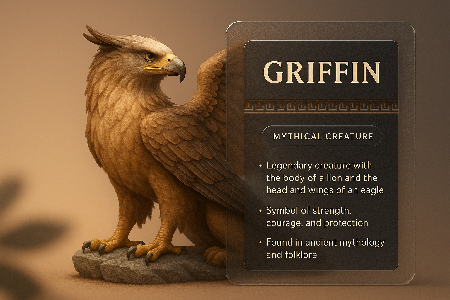 3D Griffin Illustration with Informative Overlay