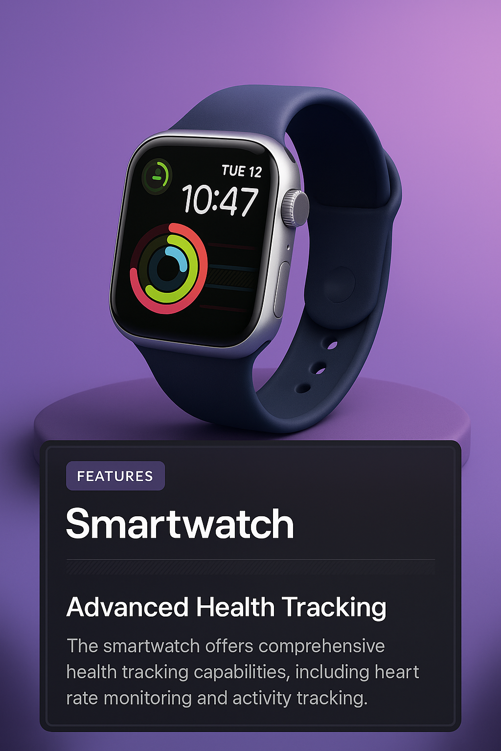 Modern Smartwatch with Advanced Health Features Showcase