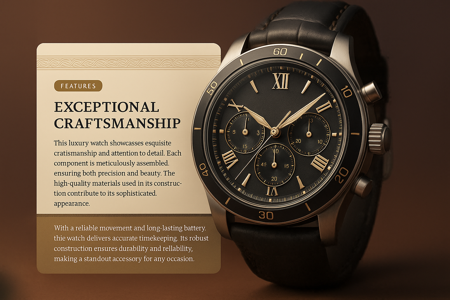 Close-Up of a Luxurious Watch Showcasing Craftsmanship