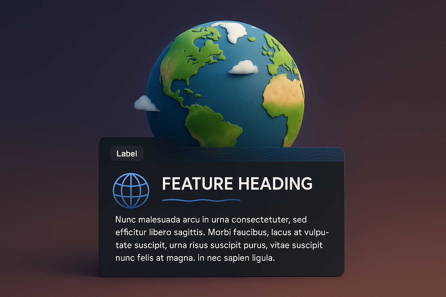 3D Illustration of a Web Page Featuring Earth and Text Elements