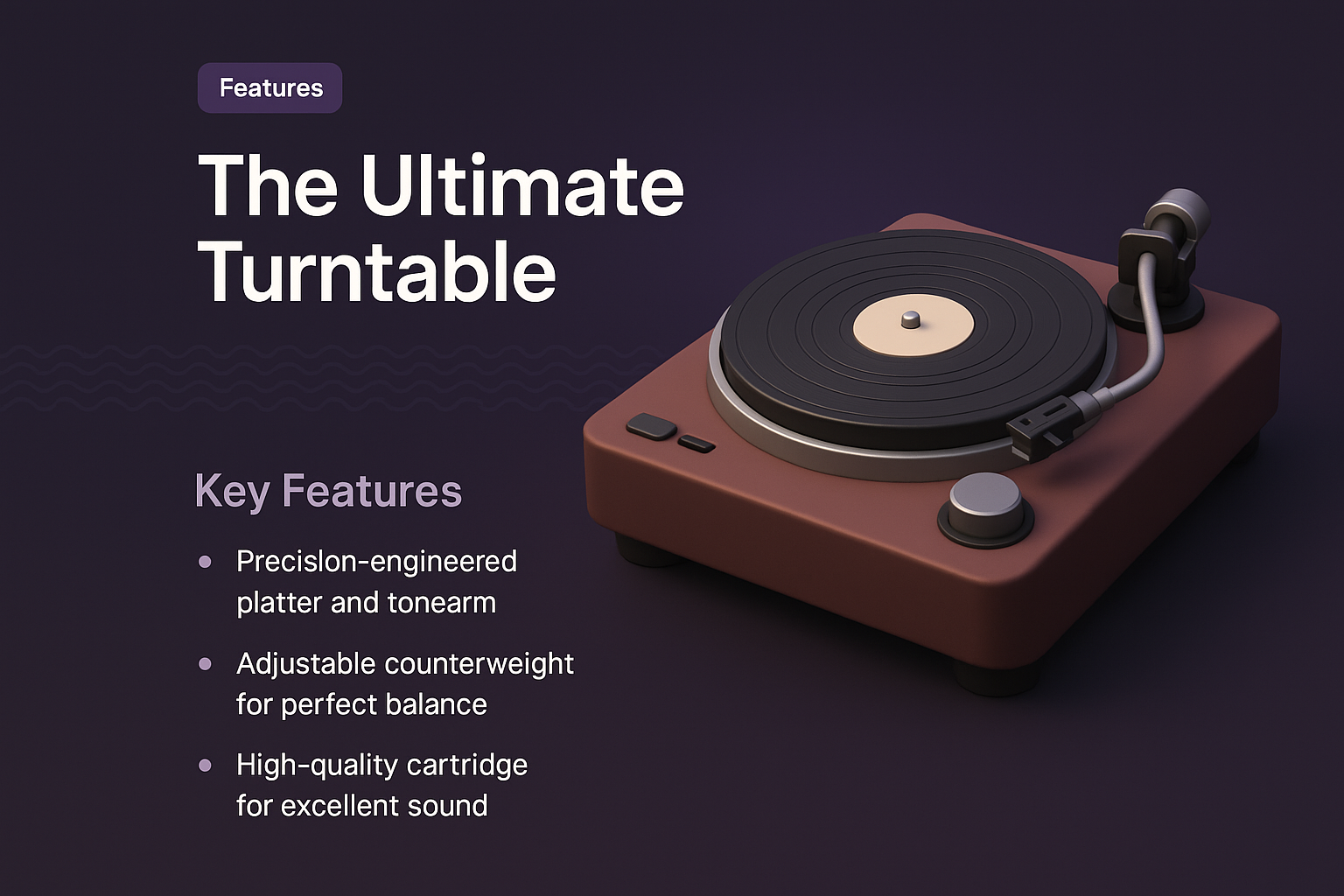 Landing Page Design for The Ultimate Turntable with Key Features