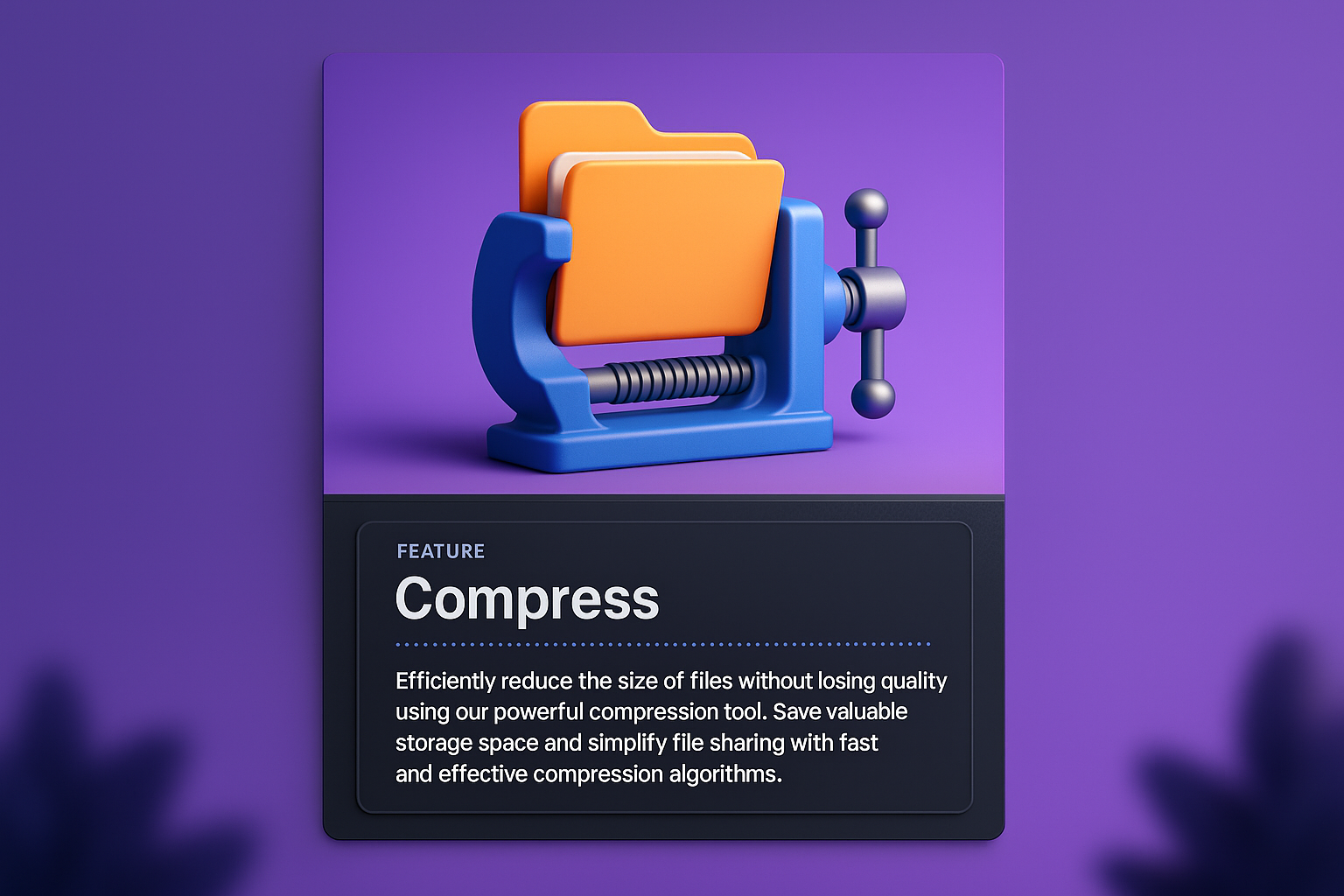 3D Illustration of File Compression Tool with Dark Elements