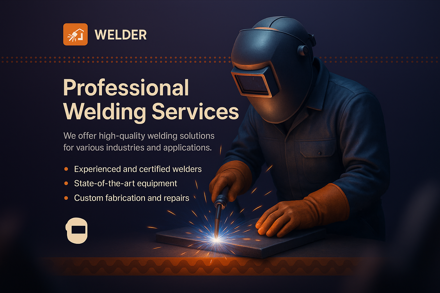 3D Welder Illustration for Professional Services Landing Page