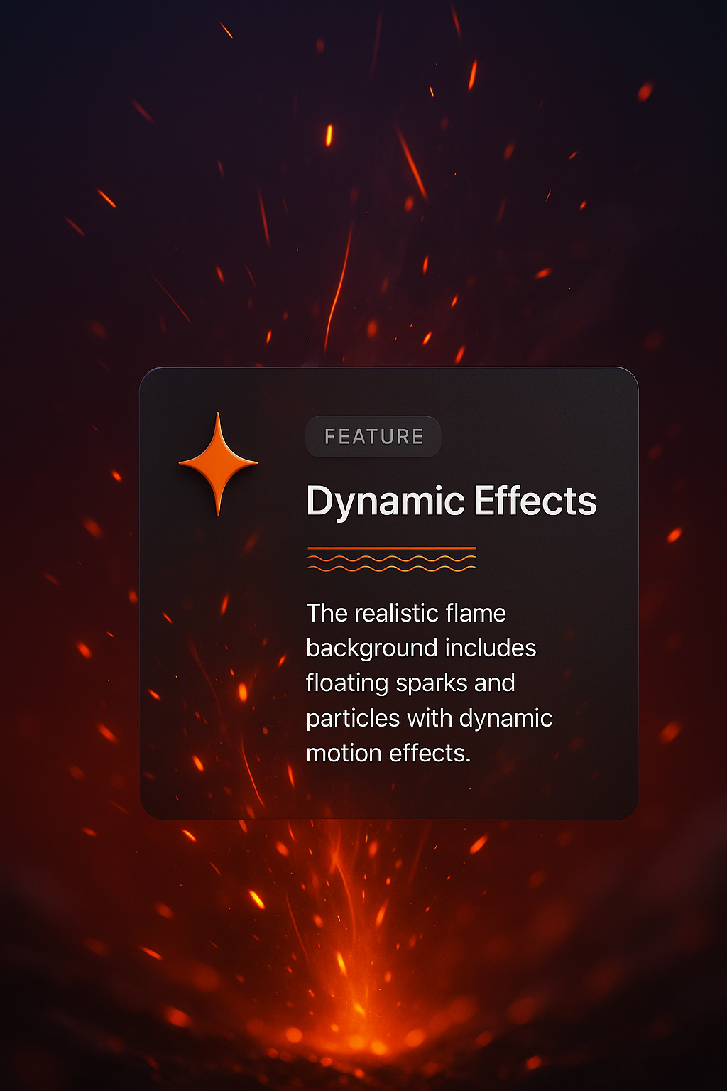 Floating Fire Sparks with Dynamic Effects on Dark Background