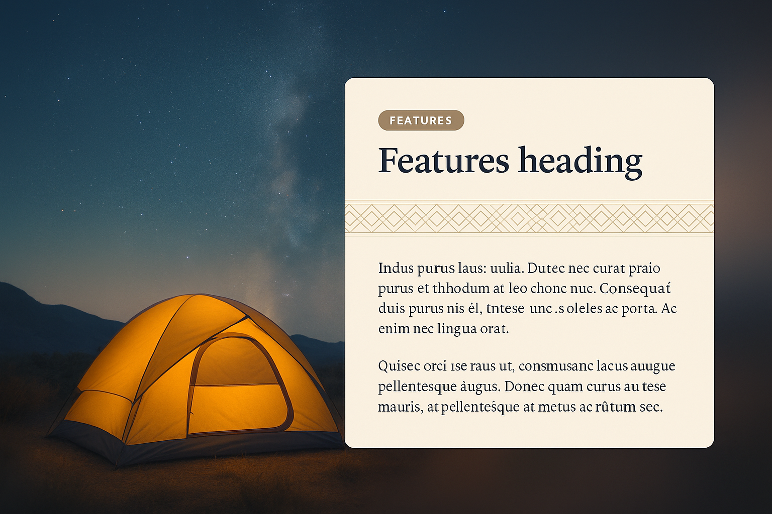 Tent Under a Starry Sky with Detailed Features Overview