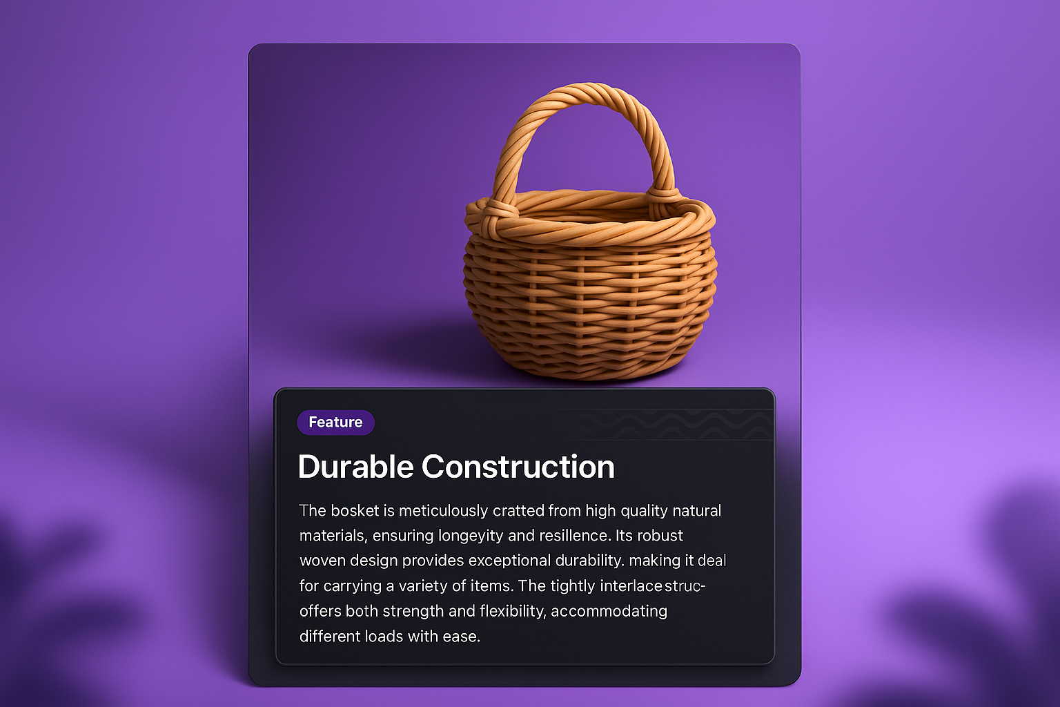 3D Illustration of a Durable Basket Design with Feature Block