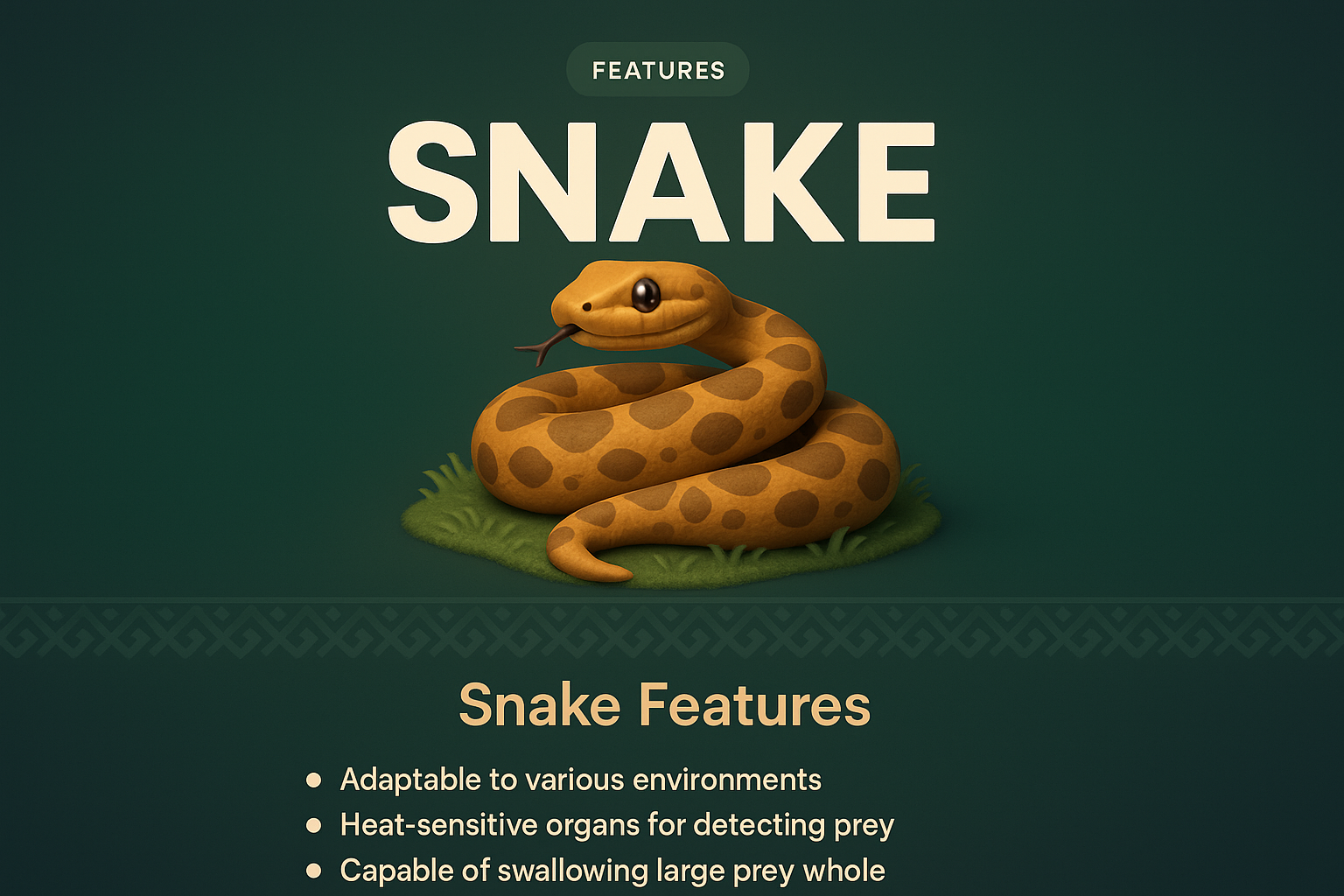 3D Illustration of a Snake Featuring Key Characteristics