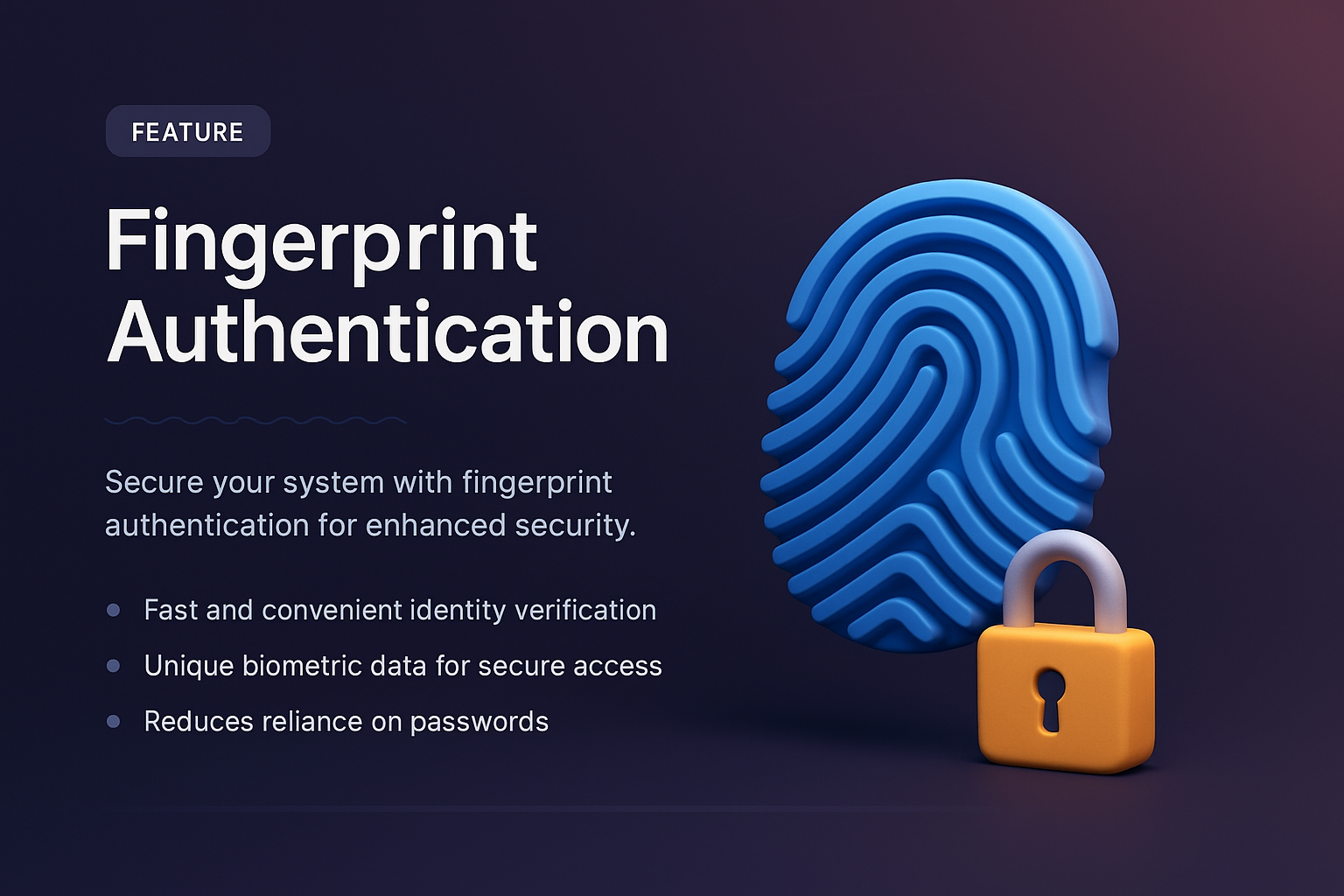 3D Illustration of Fingerprint Authentication Landing Page