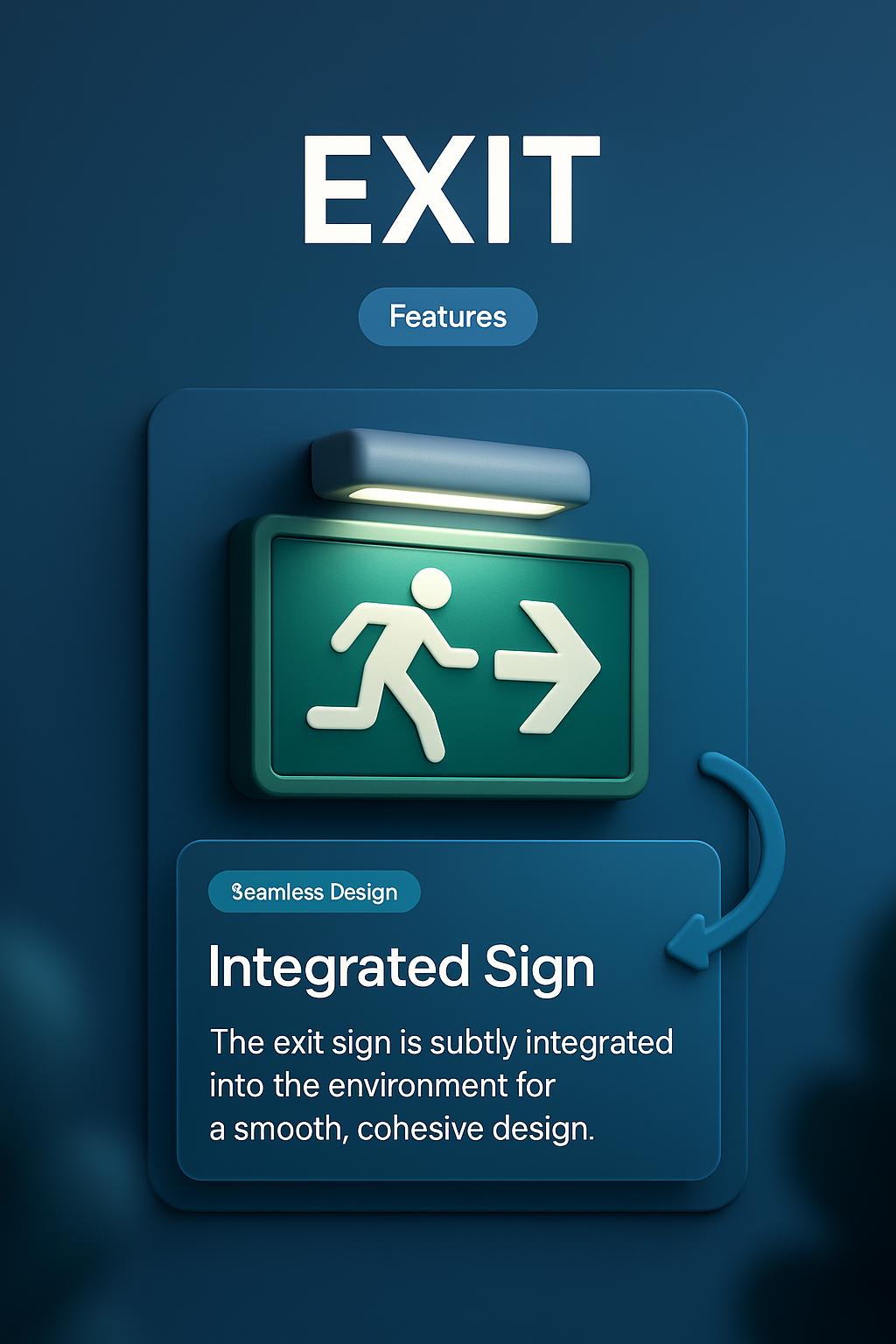 3D Illustration of an Exit Sign with Seamless Design