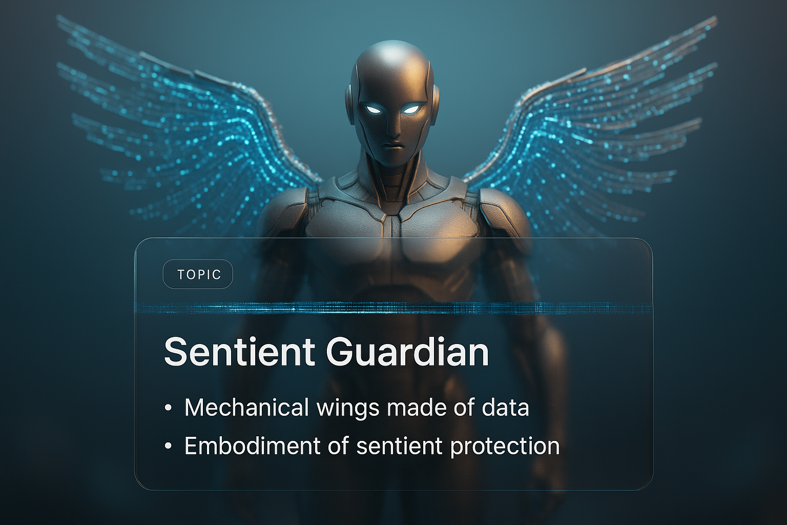 Sentient Guardian with Mechanical Wings - Futuristic Design