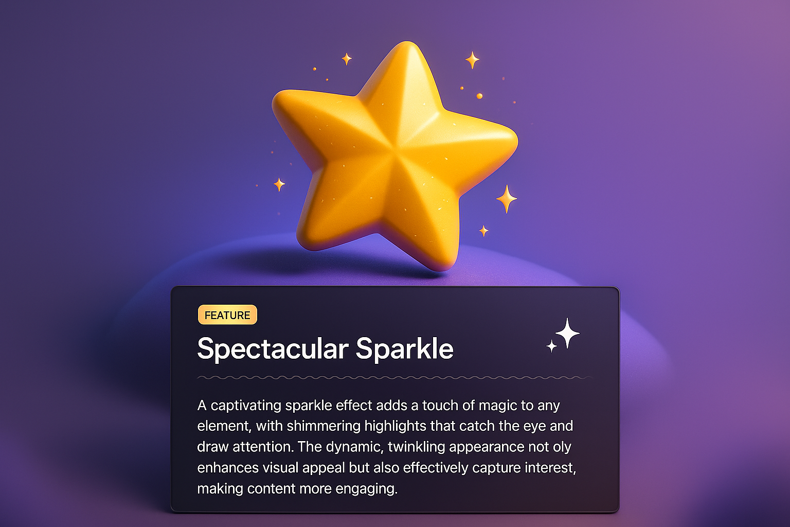 3D Illustration of Sparkle with Feature Description
