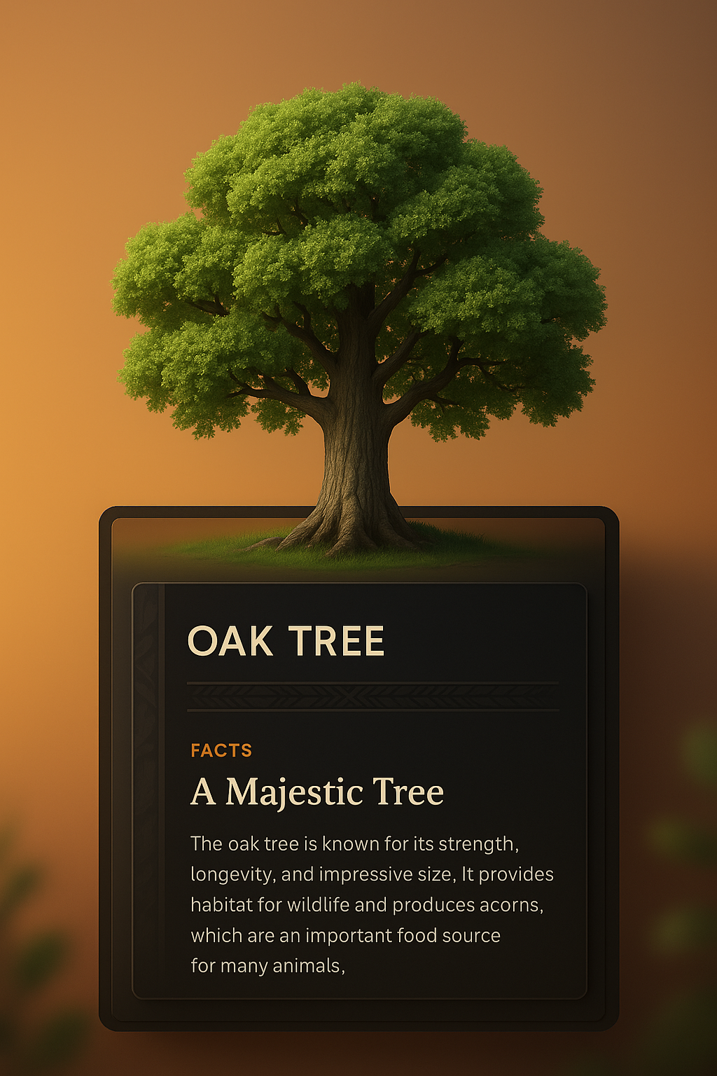 Elegant Oak Tree 3D Illustration for Web Design