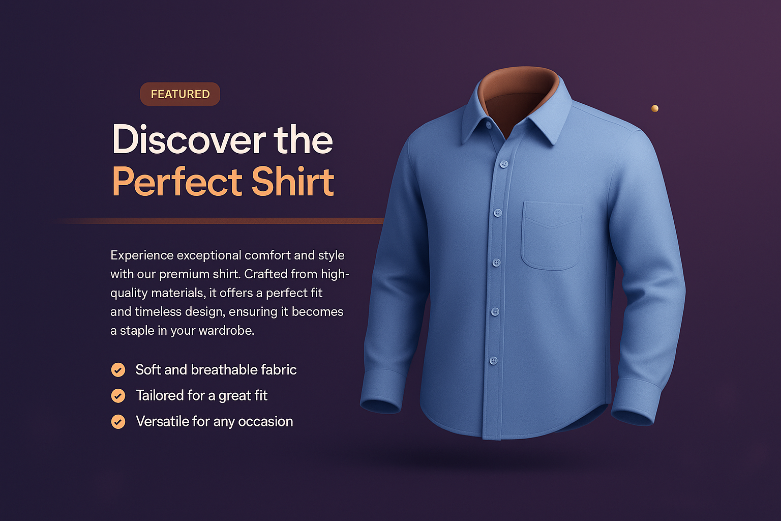 3D Illustration of a Stylish Shirt for Landing Page