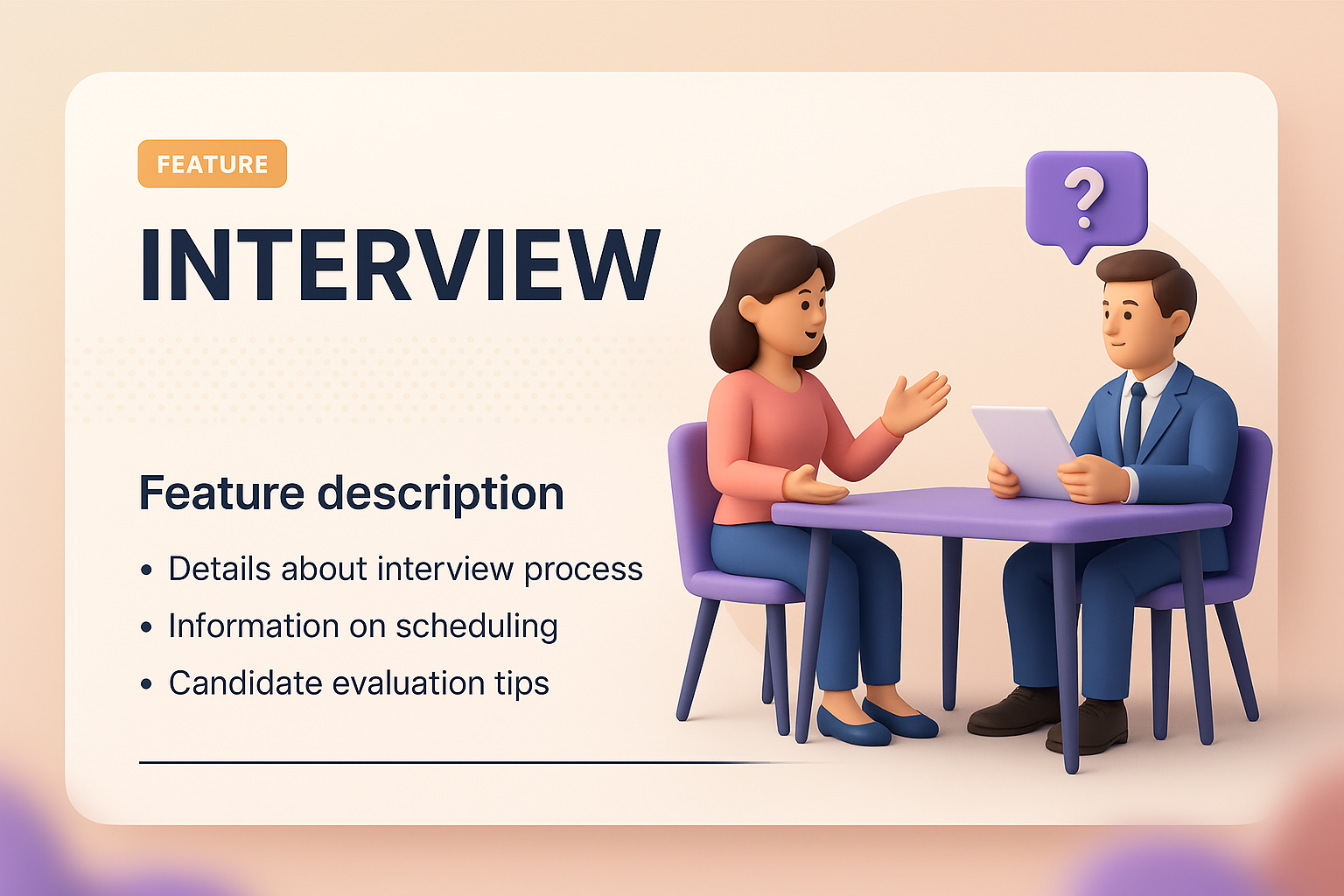 3D Illustration of Interview Process with Visual Elements