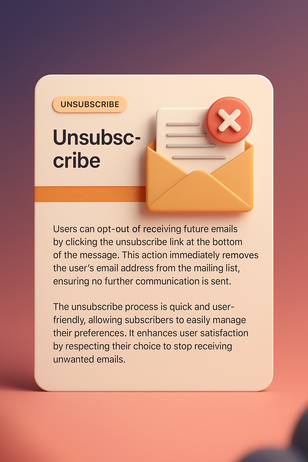 3D Illustrated Landing Page for Unsubscribe Feature