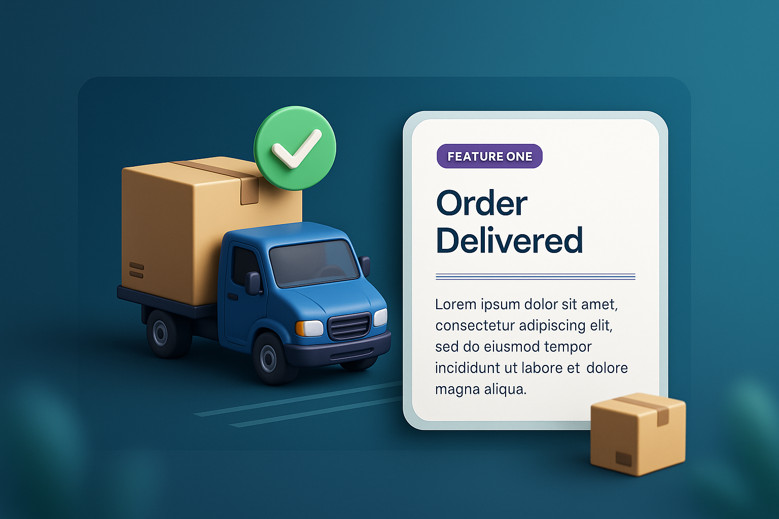 3D Web Page Design Featuring Order Delivered Theme