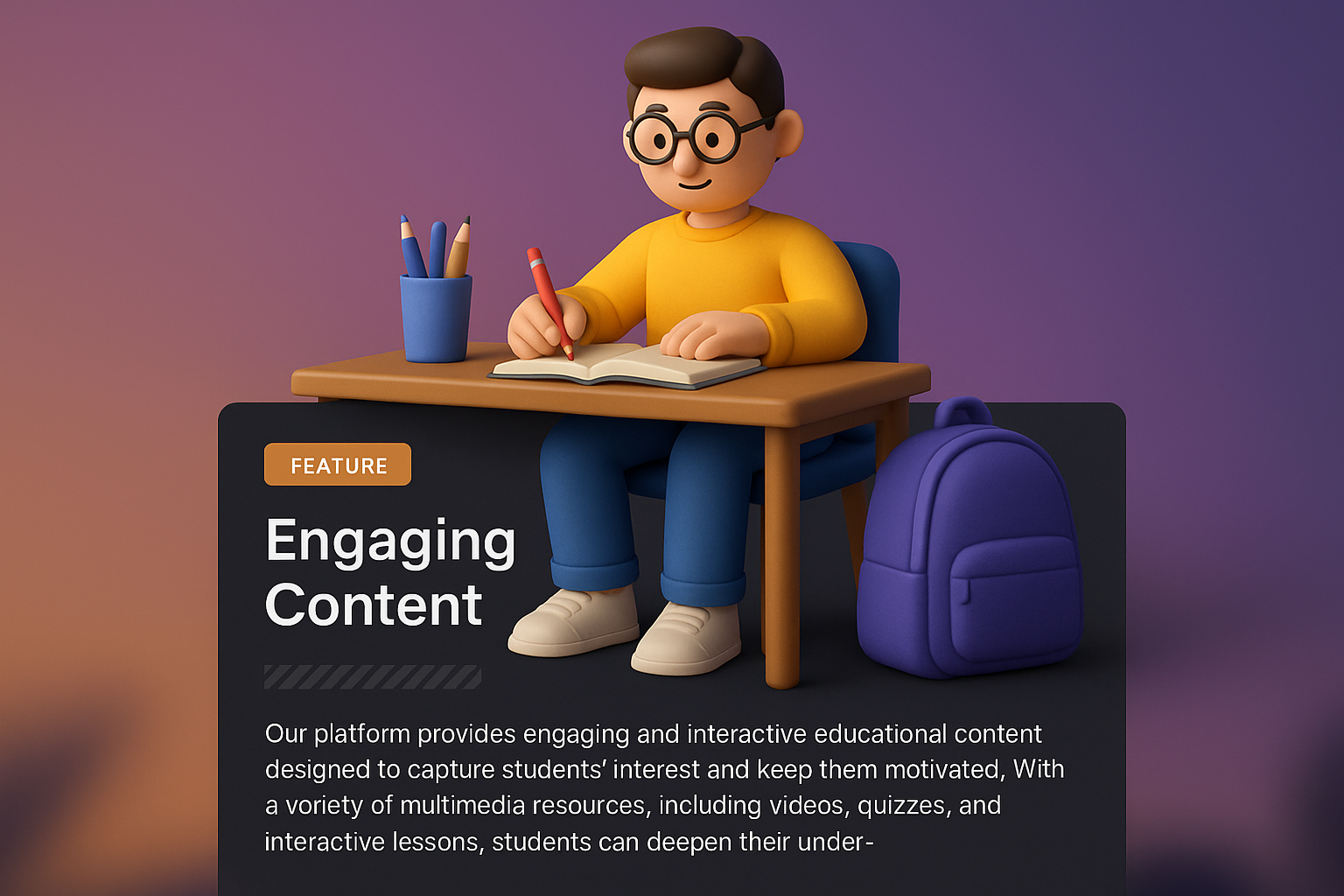 3D Web Block Illustration Featuring Engaging Educational Content