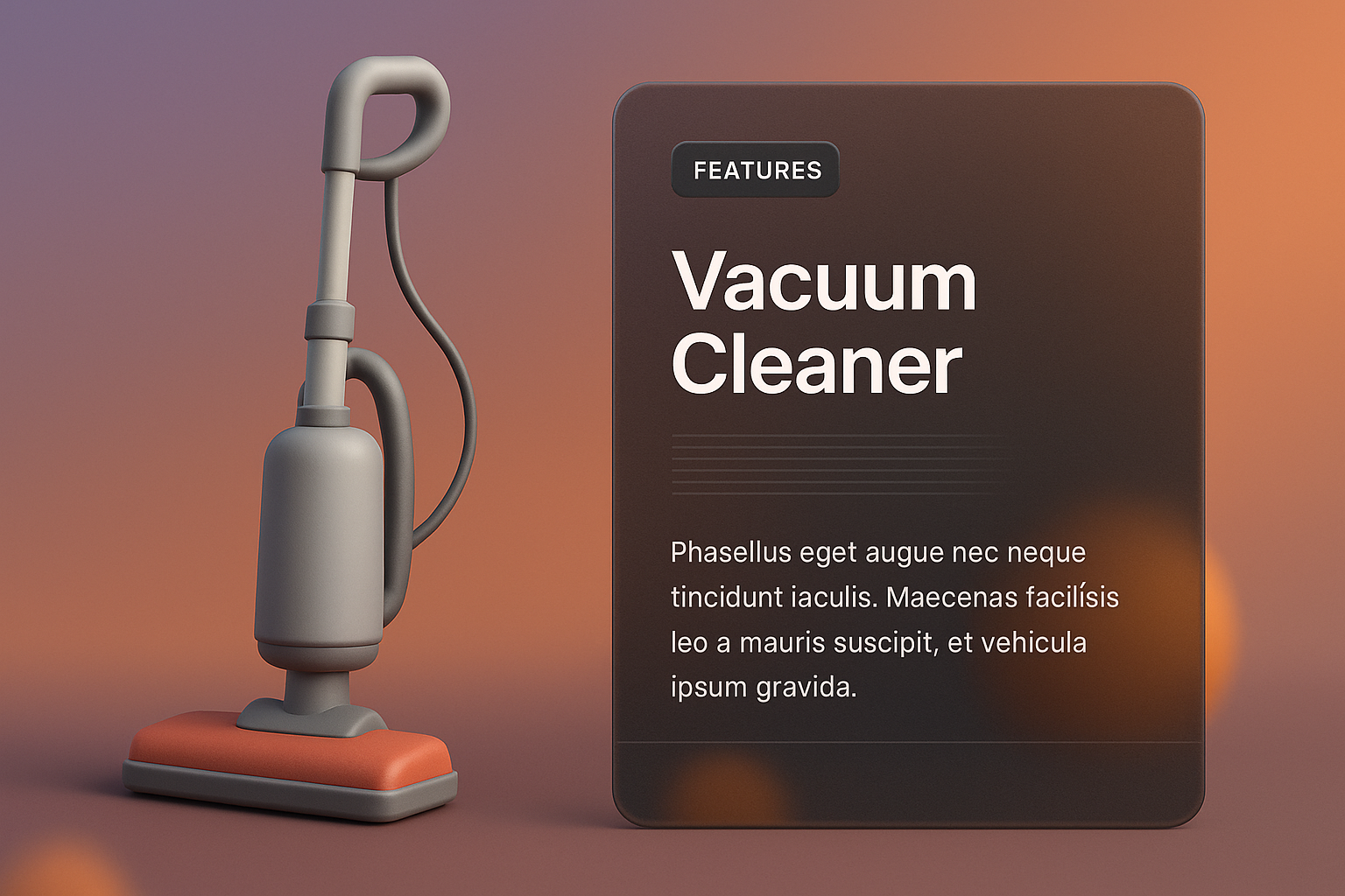 3D Vacuum Cleaner Illustration with Modern Design Elements