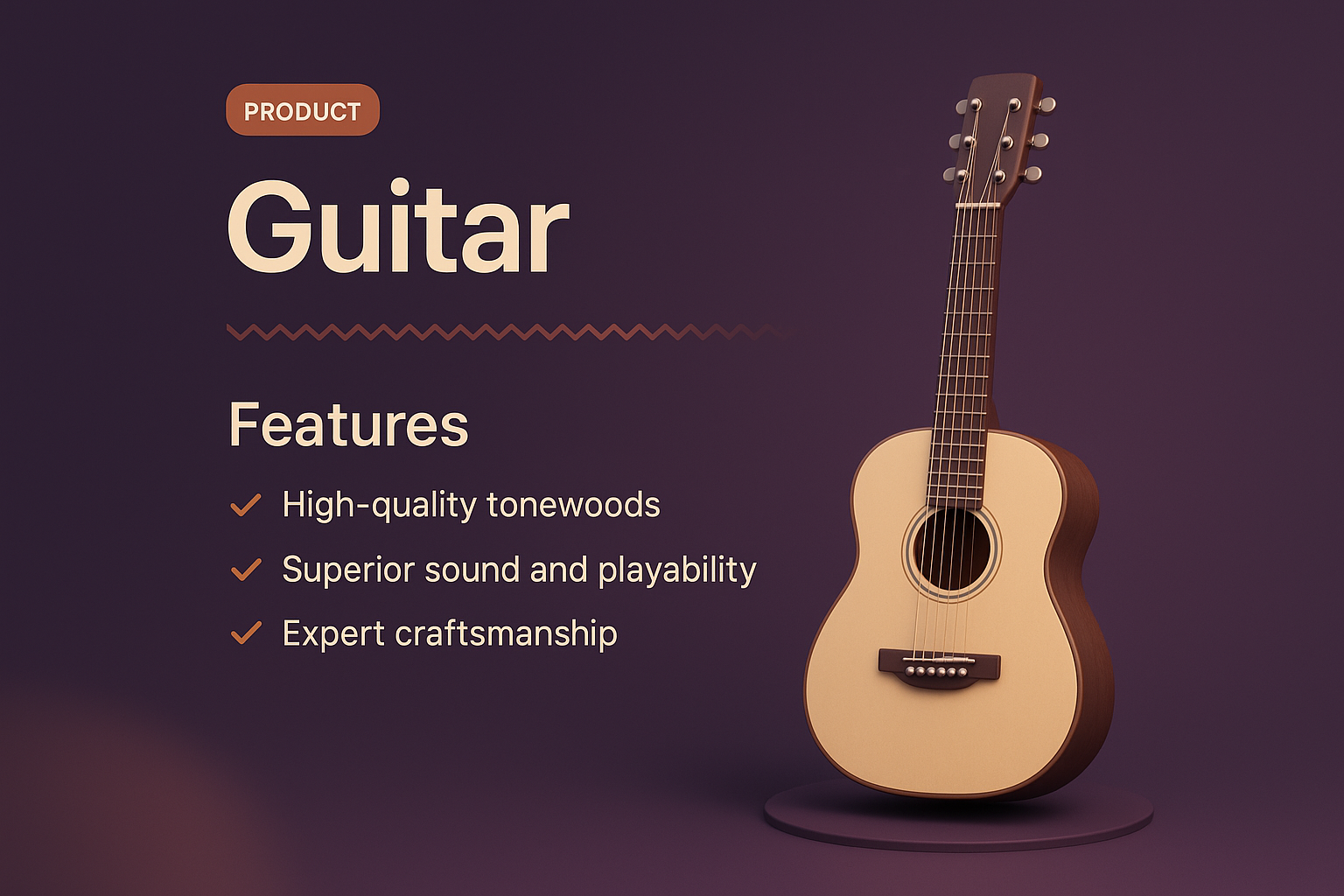3D Guitar Illustration with Features Overview