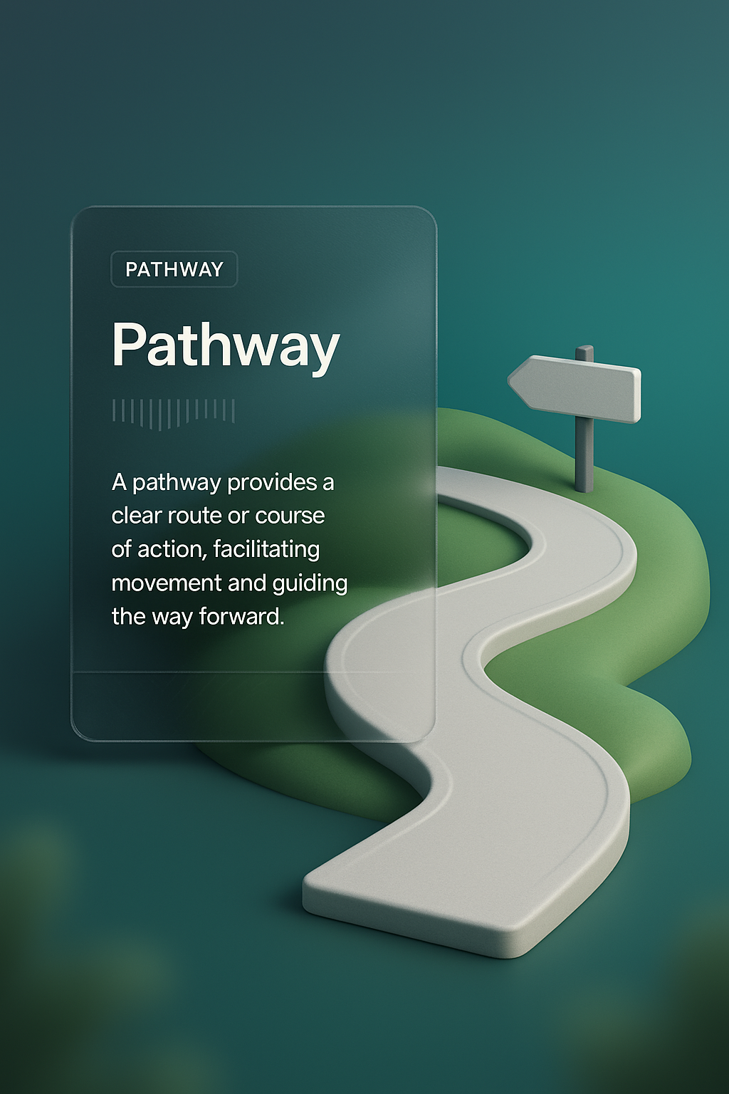 3D Illustration of a Pathway with Integrated Text Elements