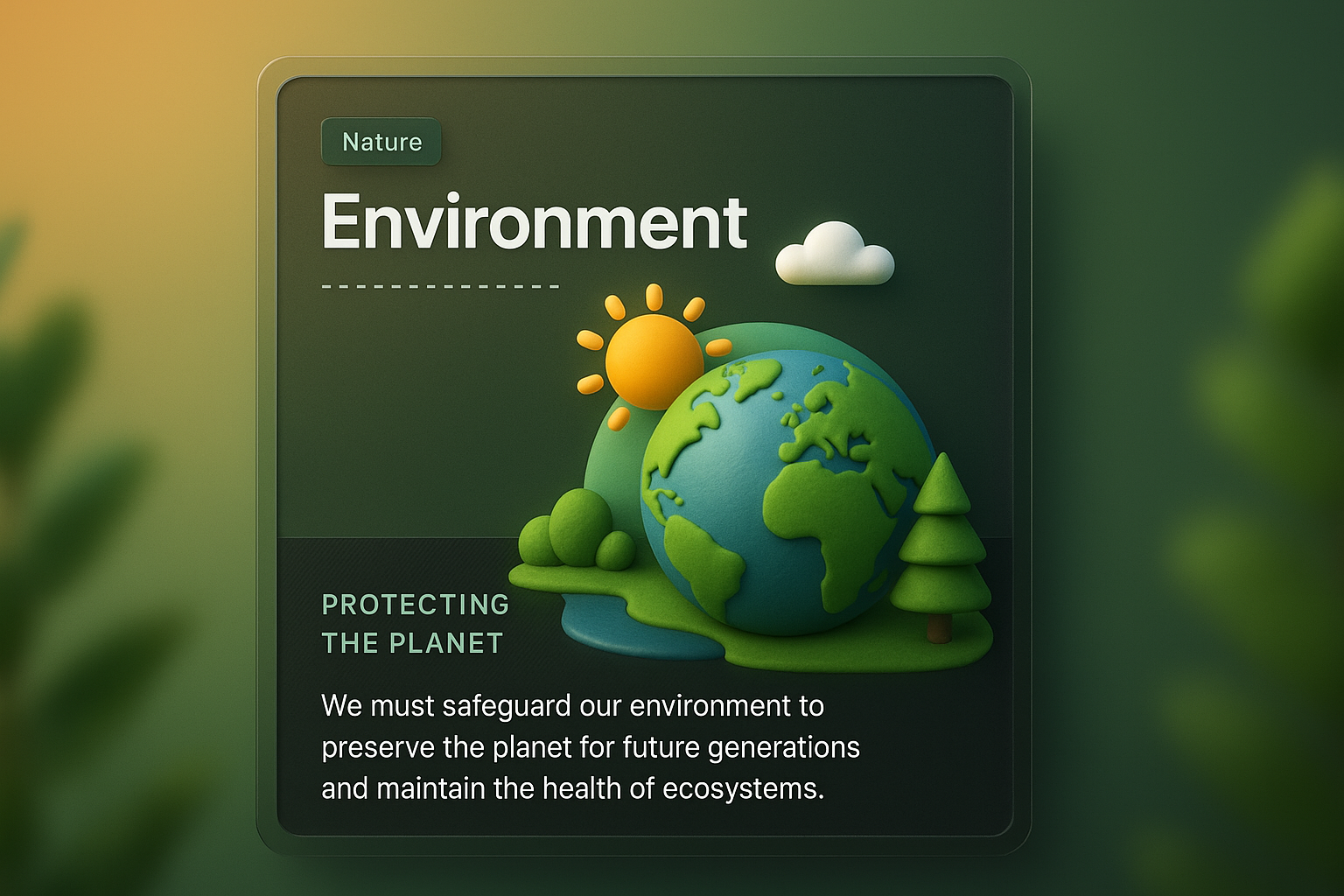 3D Illustration for Environmental Awareness with Transparency Effects