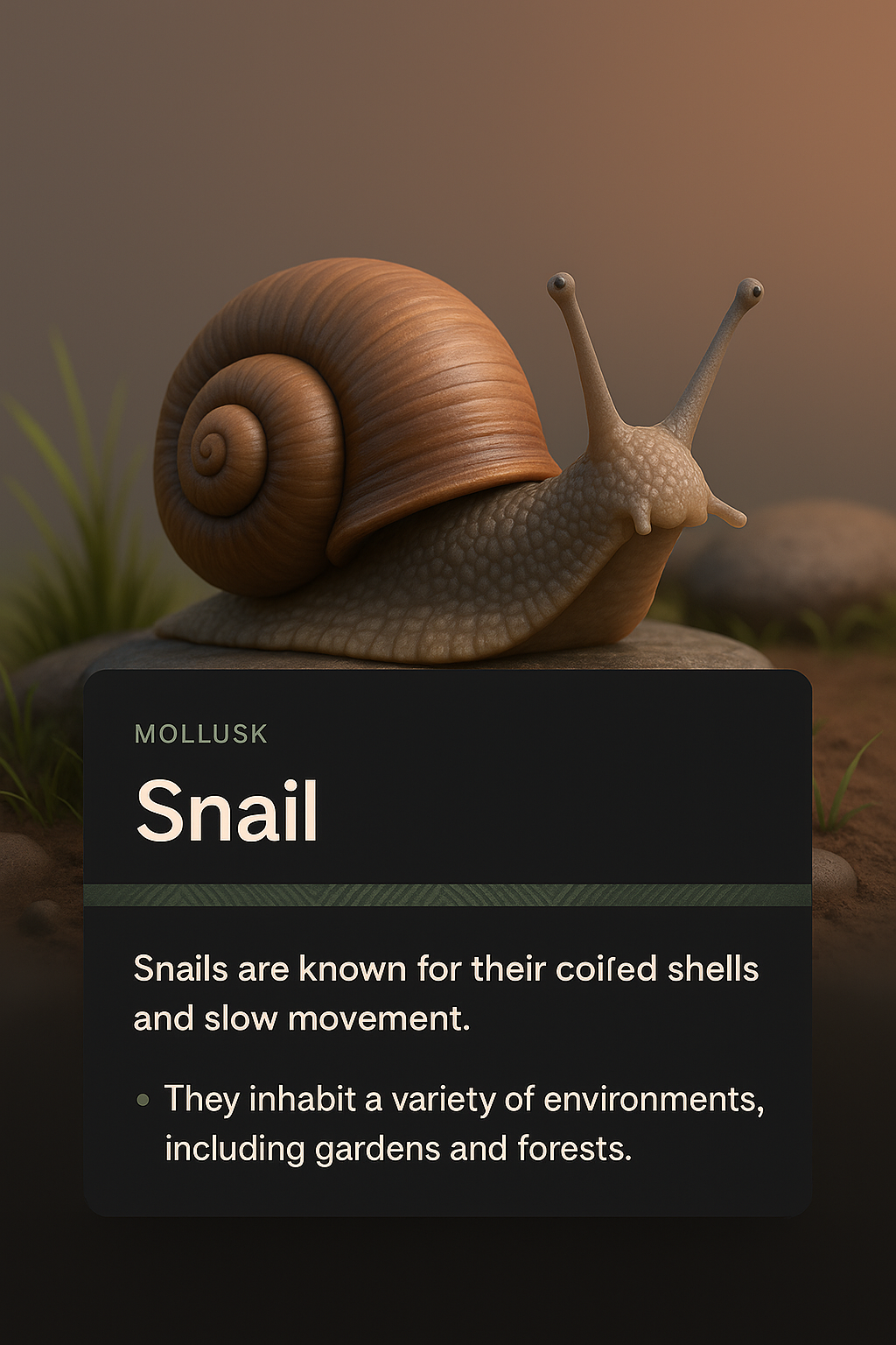 3D Snail Illustration with Integrated Design Elements