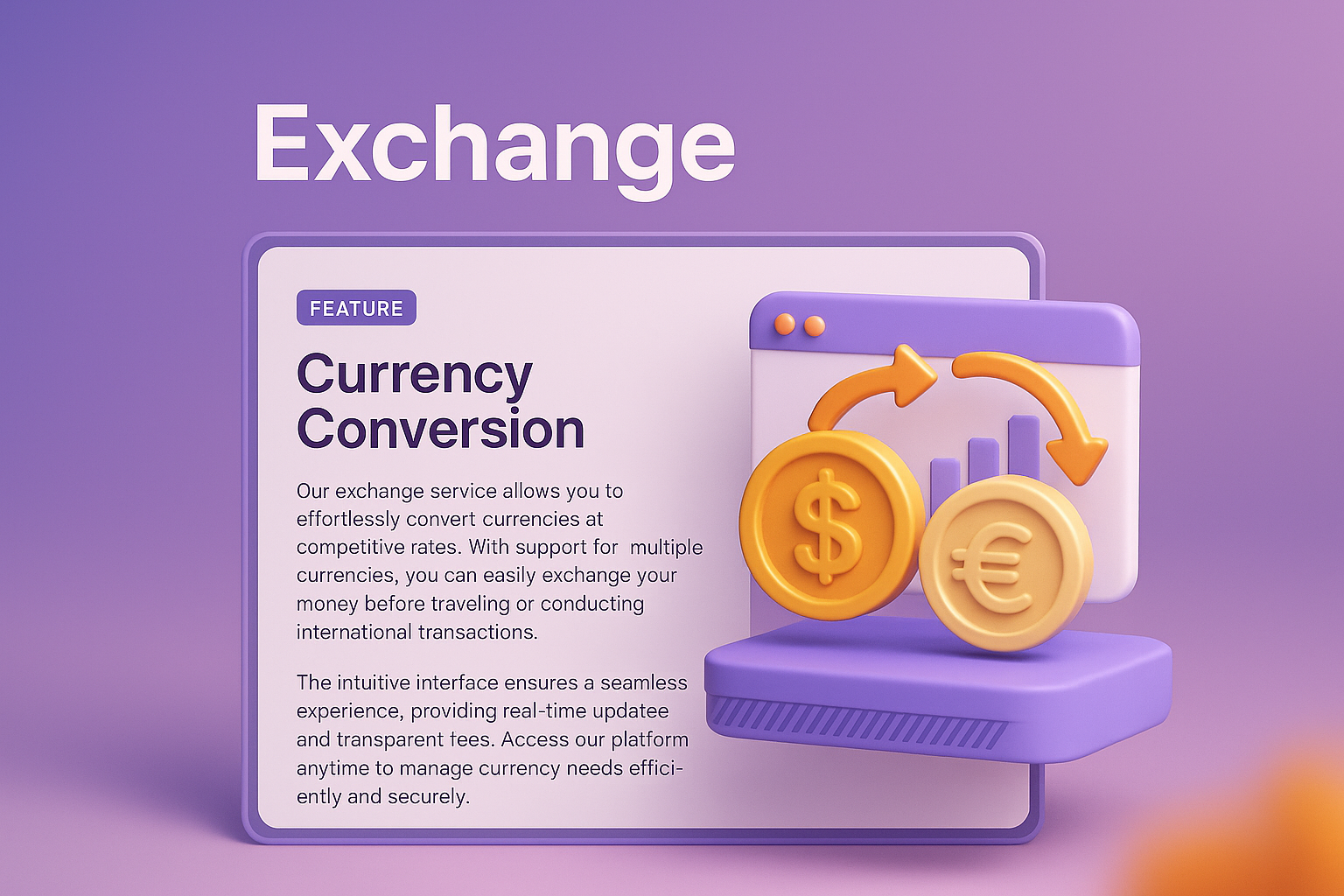 3D Graphic Design for Currency Exchange Web Page