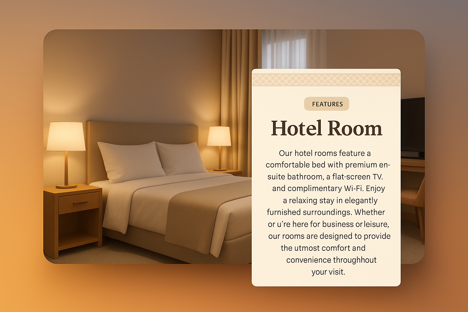 Elegant Hotel Room Design with Features Highlight